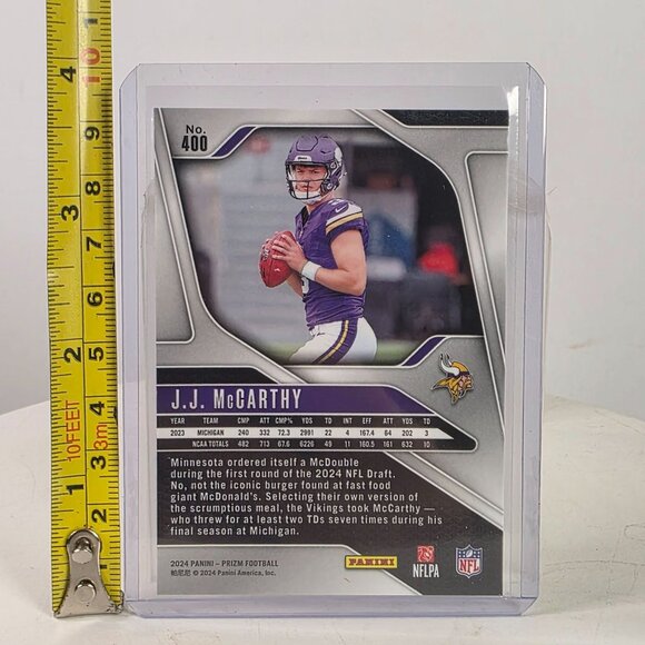 2024 Panini Prizm J.J. McCarthy Rookie Card No. 400 Minnesota Vikings NFL Collec - Picture 4 of 10